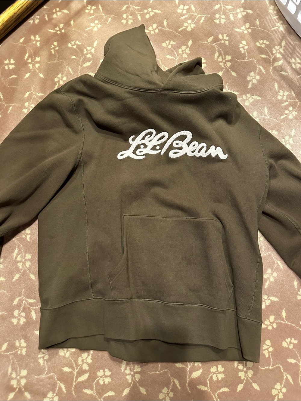 Todd Snyder and LL Bean Olive Green Hoodie with White Script Logo